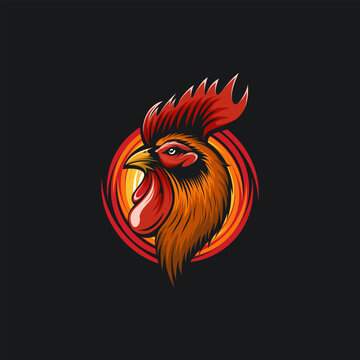 Vector Rooster Head Design Ilustration