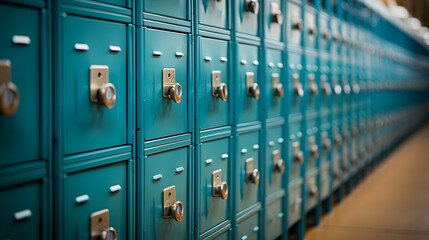 Obraz premium Row of blue school lockers Generative AI