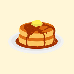 お皿に乗ったパンケーキのイラスト素材
