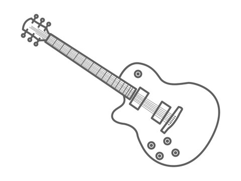 musical instrument illustration icon, guitar line art