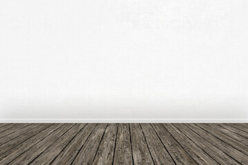 3d rendering of an empty room with a wooden floor