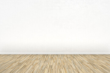 3d rendering of an empty room with a wooden floor