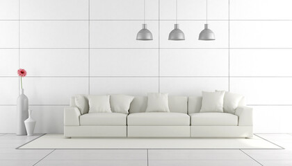 White minimalist living room with sofa - 3d rendering
