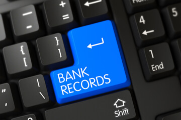 Bank Records on Modern Keyboard Background. 3D Illustration.