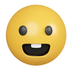 3d emoji with smiling eyes and a broad, open smile. icon isolated on gray background. 3d rendering illustration. Clipping path.