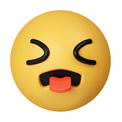 Obraz premium 3d Sick emoji, disgust face emoticon. nauseated emoji face. icon isolated on gray background. 3d rendering illustration. Clipping path.