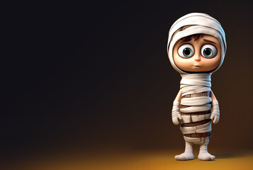 Cute Cartoon Mummy Character with Space for Copy