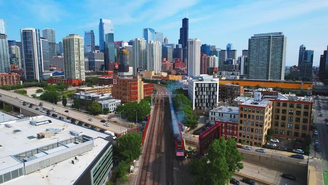 Drone Footage of Metra Train through Chicago