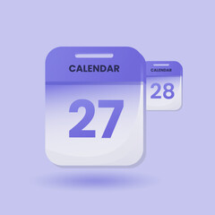 Simple flat 3d calendar icon vector, plan and meeting time, appointment schedule, event management