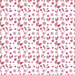 seamless cute Meadow plants, leaves, leaf and small Floral silhouettes. Summer motif