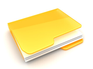 3d illustration of yellow folder over white background