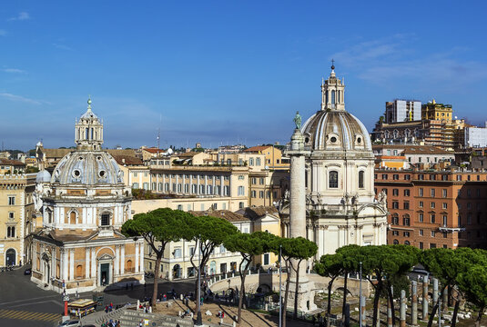 Church of the Most Holy Name of Mary and Trajan's Column at the Trajan Forum, Rome