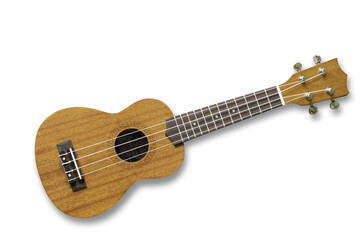Obraz na płótnie Canvas Brown ukulele guitar isolated on a transparent background.
