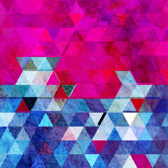 Watercolor abstract geometric colorful background of triangles for design