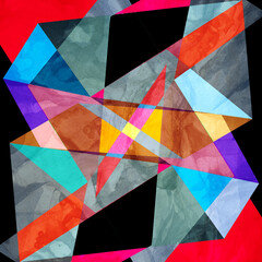 Fototapeta premium Watercolor abstract colorful background with fantastic elements. Background for design template.