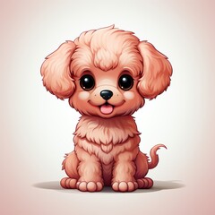 cute simple 2d kawaii poodle clipar t white background