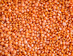 Close up of dried red lentil background