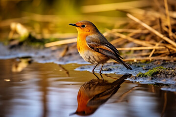 Fototapeta premium robin in the snow