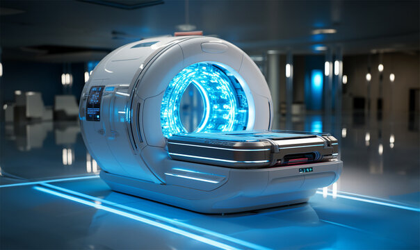 advanced MRI or CT scan machine located in a hospital lab