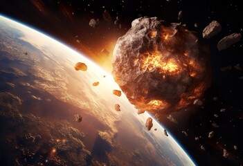 Meteor Impact On Earth- Fired Asteroid In Collision