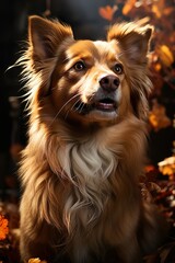 Photo of a dog in the style of golden hour photographer