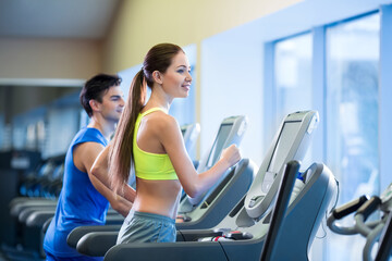 Young people on a treadmill
