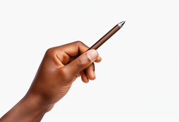 Top view of a male hand writing with a marker pencil