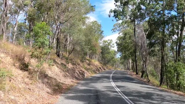 Springbrook, Gold Coast, Queensland, Australia. April 16, 2023. Scenic Footage of Driving Through Countryside.