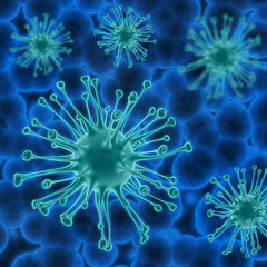 3D render of a medical background with virus cells