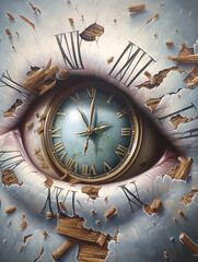 Surrealism painting illustration of time