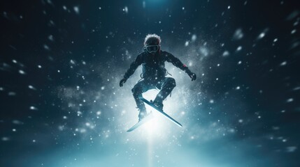 Obraz na płótnie Canvas freestyle ski player training generative ai