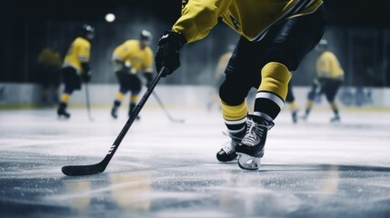 Obraz premium ice hockey athlete training generative ai