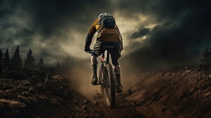 Fototapeta premium mountain biker training generative ai