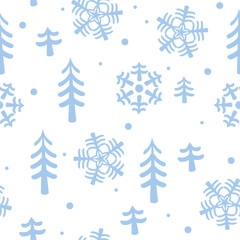 vector seamless christmas winter pattern with snowflakes
