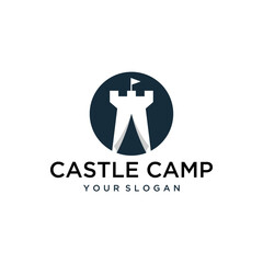 vector castle camp logo design