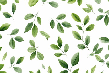 green leaves on white background