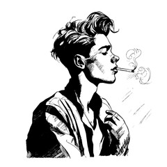 A thought-provoking illustration capturing the essence of youth, featuring a young person smoking, revealing the dichotomy between rebellion and vulnerability in a single image.
