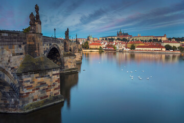 Image of Prague, capital city of Czech Republic, during sunrise.