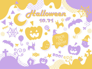 てがきで可愛いハロウィーンのイラスト素材セット