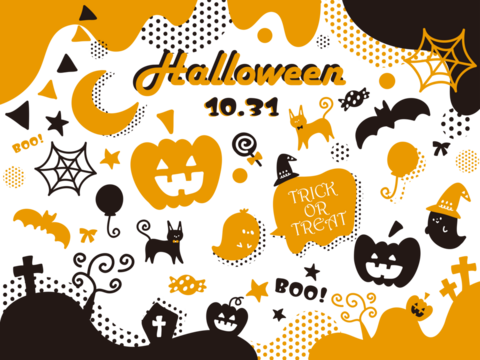 てがきで可愛いハロウィーンのイラスト素材セット