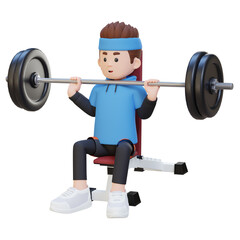 3D Sportsman Character Building Upper Body Strength with Overhead Bench Press Workout