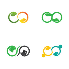 Leaf infinity logo template icon set