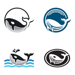 Whale vector logo icon set