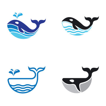 Whale vector logo icon set