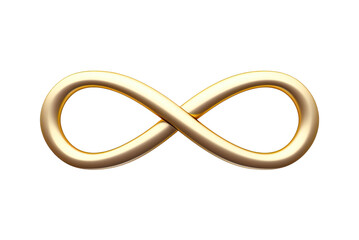 Golden infinity symbol isolated on transparent background, Generative AI