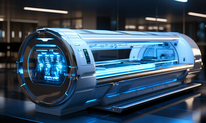 advanced X-ray scan machine in a futuristic hospital or healthcare lab