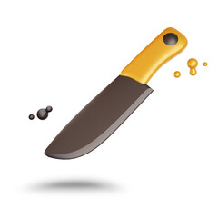 3d knife icon. Isolated on transparent background. kitchen tools and equipment. Minimal and cute style
