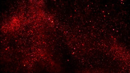 Abstract ambient VJ loop background of swirling luminous red particles. Relaxing concept 3D animation wallpaper backdrop. Magic psychedelic shimmering sparkle dust showcase and copy space backplate