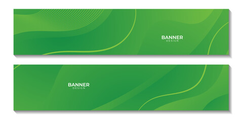 set of banners. abstract green background with waves
