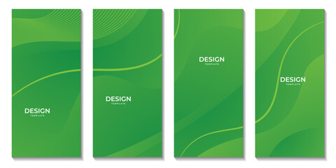 set of brochures. abstract green background with waves